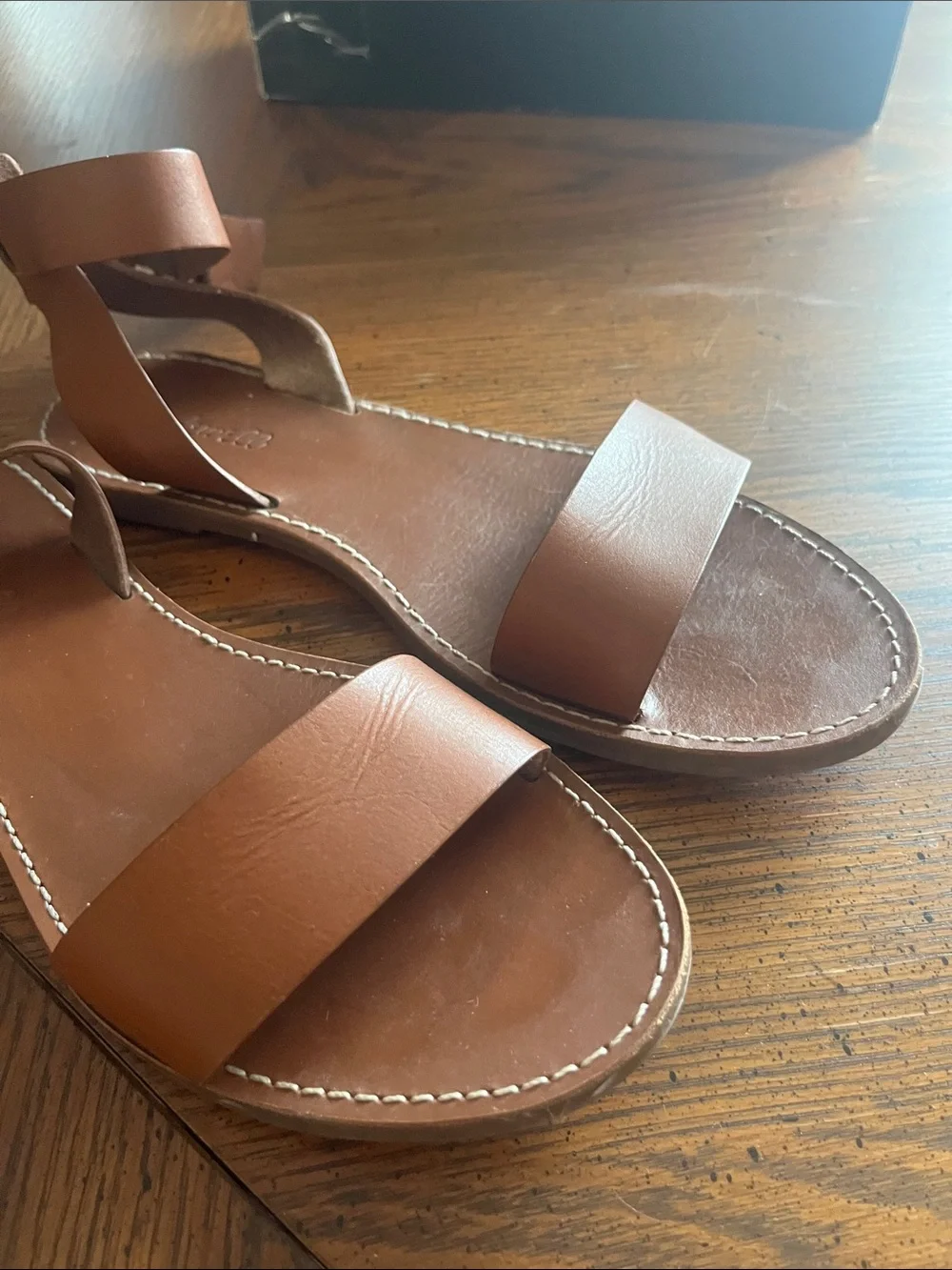 Madewell Women's Tan Ankle-Strap Leather Sandals